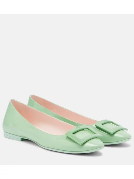 Usnjene lakirane balerinke Roger Vivier zelena