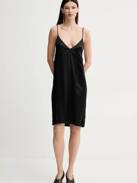 Сукня з домішкою шовку AERON ABACO mini пряма чорний