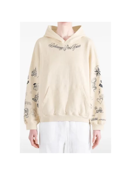 Bluza z kapturem Balenciaga z kapturem beżowa