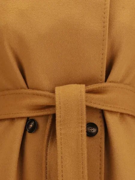 Cu centură palton Max Mara de lână galben