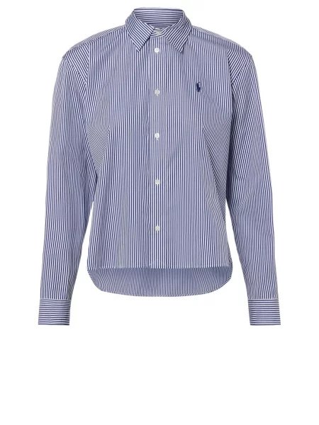 Bluzka koszulowa o krótkim pudełkowym kroju z wyhaftowanym logo Polo Ralph Lauren niebieska