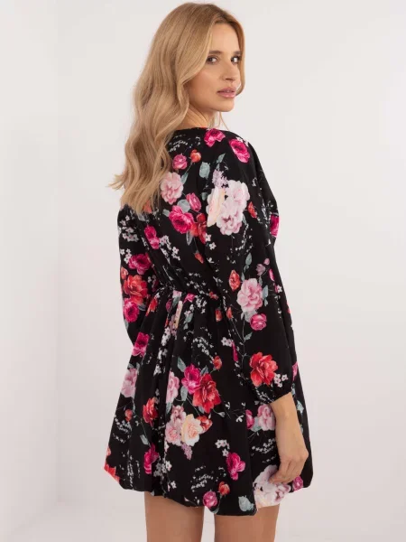 Rochie Fashionhunters cu model floral de costum negru