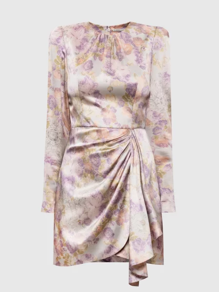 Сукня міні із шовку в квітковий принт Alessandra Rich блакитна