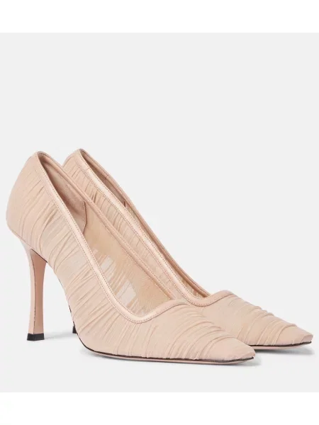 Pantofi cu toc Jimmy Choo din tul bej