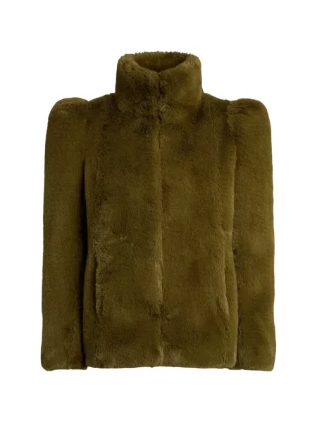 Scurt palton de blană Balmain cu blană verde