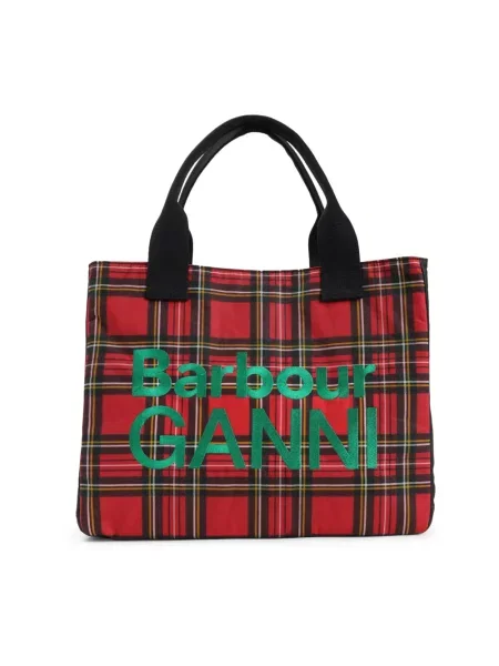 Barbour torebka x GANNI Wax Tote Bag czerwona
