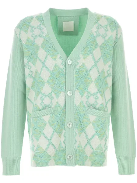 Cardigan Givenchy tricotate cu model argyle verde