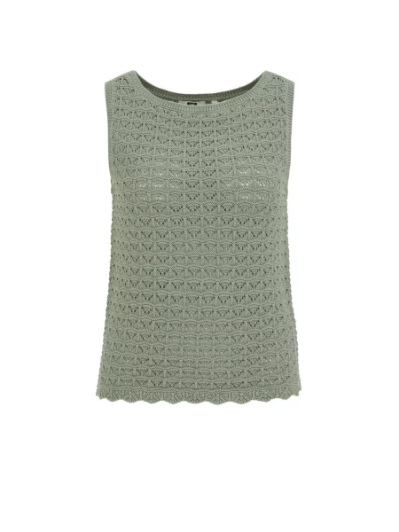 WE Fashion Top brodat deschis verde