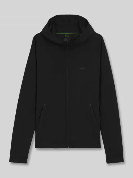 Kurtka treningowa o kroju regular fit z szybkoschnącej tkaniny model ‘SICON ACTIVE’ Boss Green czarna