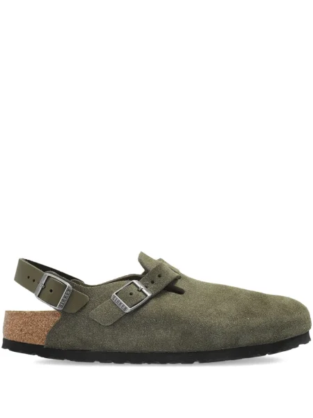 Papuci tip mules Birkenstock cu cataramă slingback verde