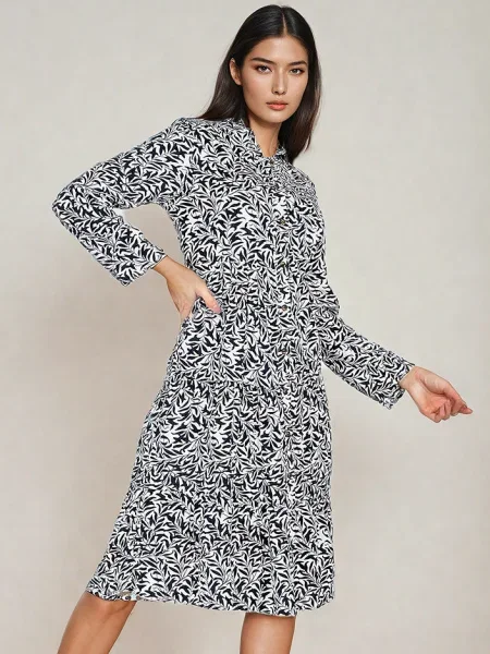 Obleka midi obleka Resti s potiskom nad koleni črna