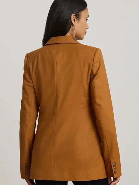 Вовняний піджак Lauren Ralph Lauren двобортний однотонний коричневий