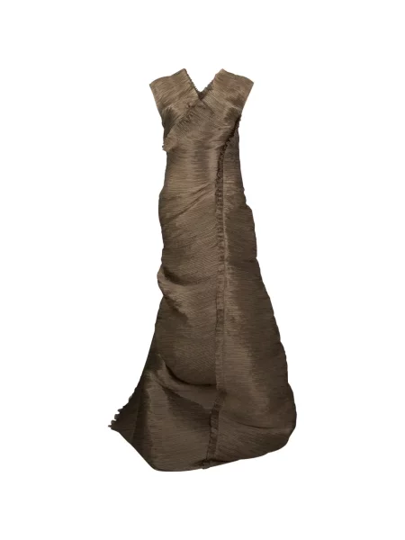 Rochie maxi Alberta Ferretti cu volane maro