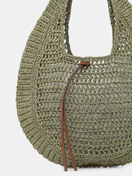 Lniana torebka hobo Gianni Chiarini zielona