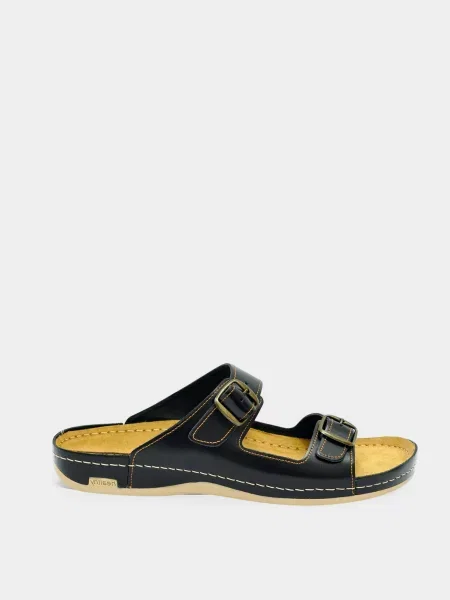 Кожаные шлепанцы Leon коричневые