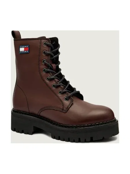 Tommy Jeans De piele botine cu platformă maro