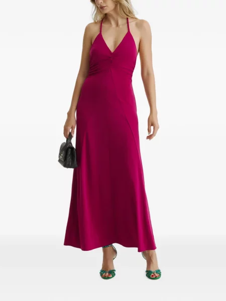 Rochie Cuanna cu volane cu gât halter roz