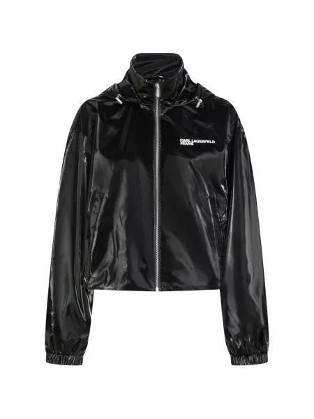 Kurtka jeansowa Karl Lagerfeld Jeans z kapturem czarna