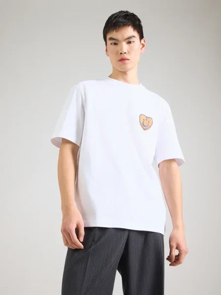 HUGO Tricou Nalentinio albastru / portocaliu deschis alb