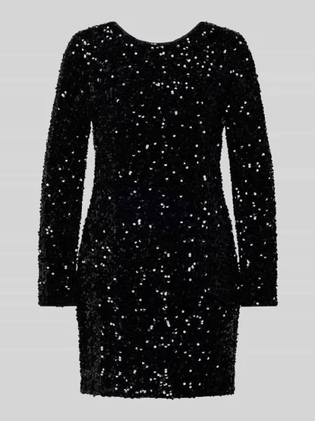 Sukienka koktajlowa o dopasowanym kroju z cekinowym obszyciem model ‘CONFIDENCE’ Only czarna