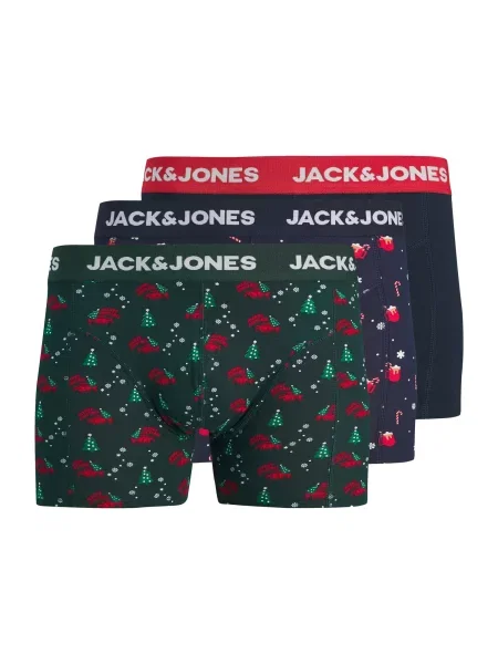 JACK & JONES Boxeri JACXMAS STOCK bleumarin / verde închis / roșu alb