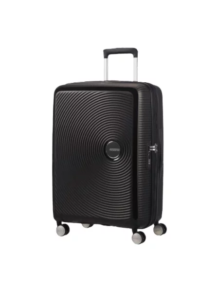 Lniana walizka American Tourister czarna