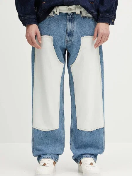 Aries jeans Patchwork Western Carpenter Jeans albastru