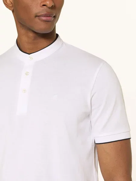 Olymp Koszulka Polo Z Pikowanym Wzorem Casual Regular Fit weiss białe