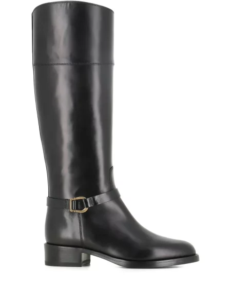 Botine Sartore din piele cu cataramă cu bretele negru