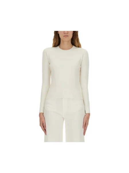 Długi top Max Mara wełniany z długim rękawem beżowy