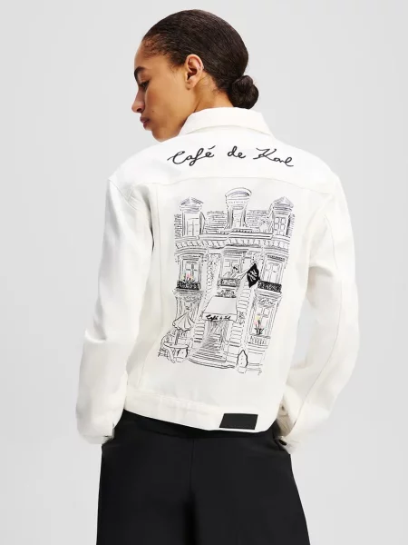 Karl Lagerfeld kurtka jeansowa przejściowa biały