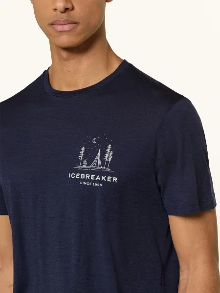 Icebreaker Funkční Tričko Merino Tech Lite Peaceful Pass Z Merino Vlny tmavě / režná modrá