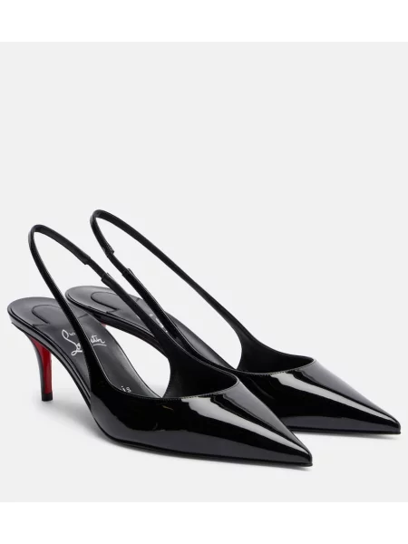 Pantofi cu toc Christian Louboutin din piele de lac slingback negru