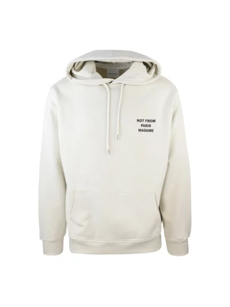Drole de Monsieur Bluzy Mężczyzna XL Bluza z Kapturem z Napisem beżowy