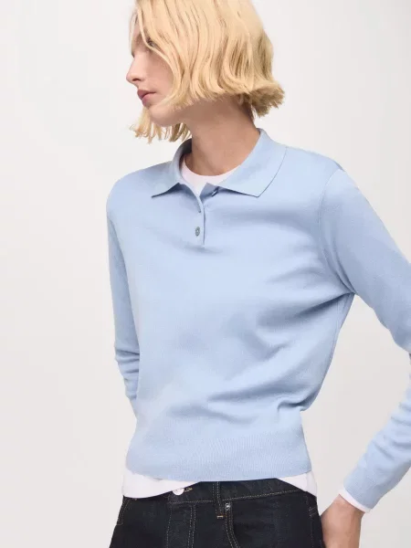 Джемпер MANGO бавовна/вовна блакитний