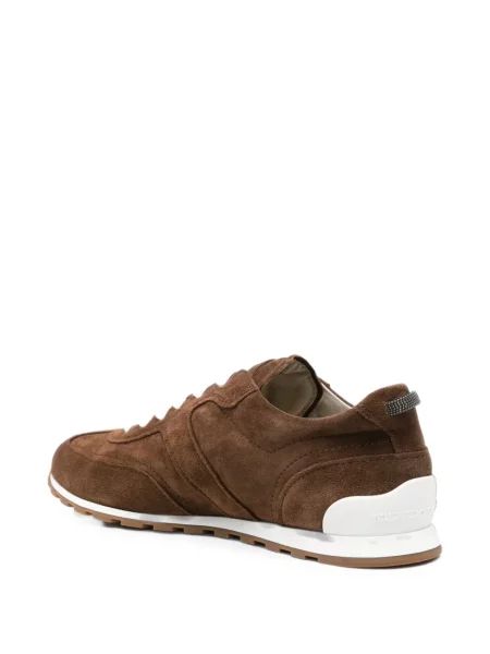 Sneakerși Brunello Cucinelli din piele de căprioară maro