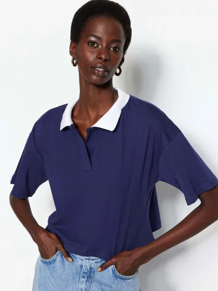 Trendyol Футболка Темно-синій синя