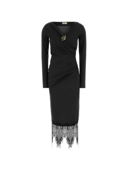 Rochie midi Blumarine cu volane din dantelă gri