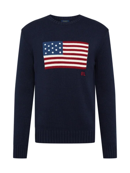 Polo Ralph Lauren Pulover bleumarin / azuriu / roșu rodie alb
