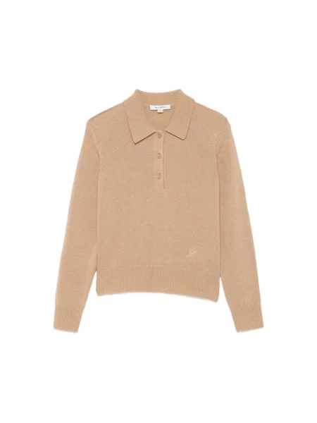 Sweter Sporty And Rich z kaszmiru z logo brązowy