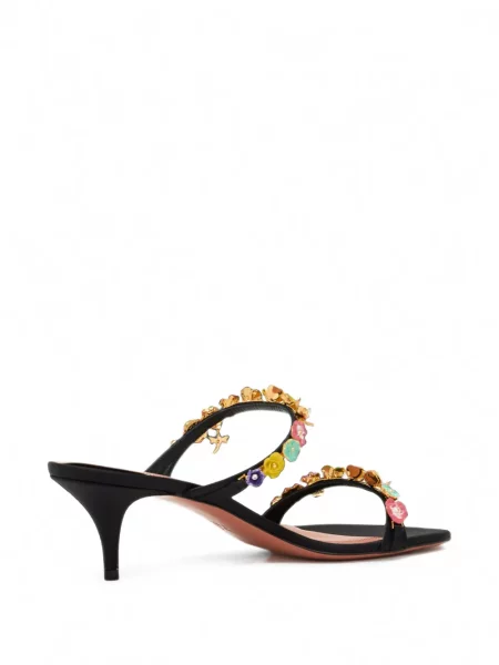 Sandale Amina Muaddi cu model floral negru