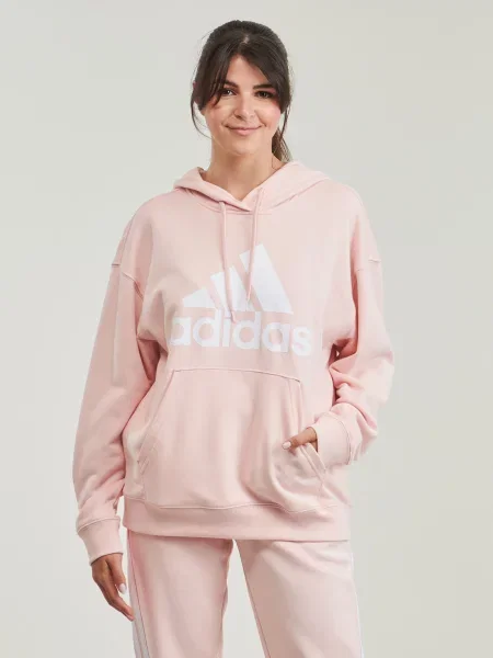 Frotir majica s kapuljačom Adidas s autogramom ružičasta