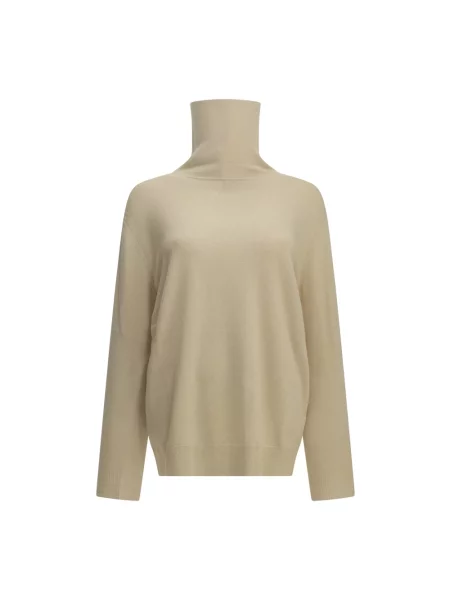 Sweter z golfem Max Mara wełniany do golfa beżowy