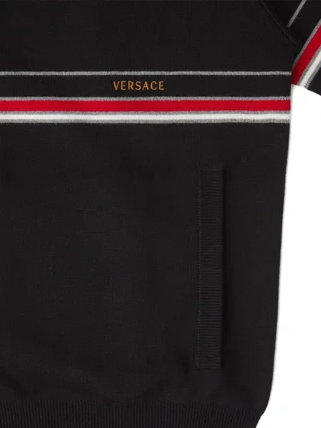 Pleteni kardigan Versace s autogramom crna