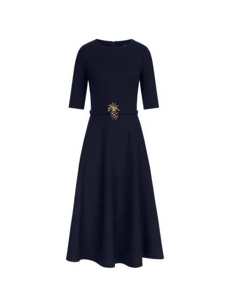 Cu centură rochie Oscar De La Renta de lână albastru