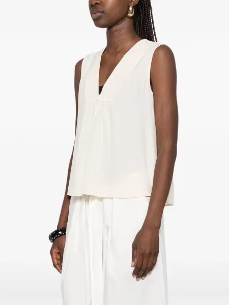 Bluza Momoni s V-izrezom bijela