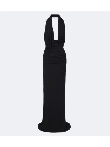 Rochie Christopher Esber din jerseu drapată cu gât halter negru
