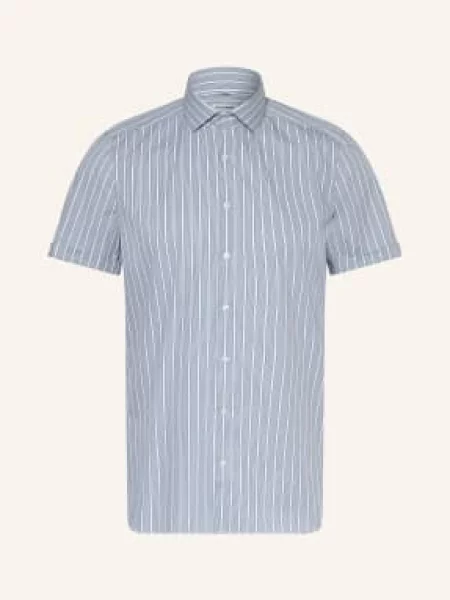 Koszula biznesowa o kroju slim fit z blokowymi pasami i kołnierzykiem typu kent Olymp Level Five biała