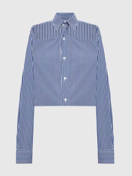Укорочена сорочка в смужку Vetements синя