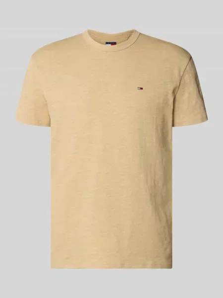T-shirt o kroju regular fit z czystej bawełny Tommy Jeans beżowa